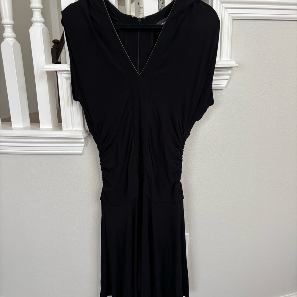 Just Cavalli Black V-Neck Draped Dress with Gold Beaded Detail - Roberto Cavalli